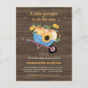 Rustic Fall Baby Shower Boy Little Pumpkin Autumn Invitation Postcard