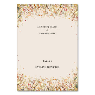 Rustic Fall Beige Wedding Foldable Place Card