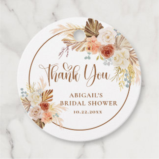 Rustic Fall Boho Arch Pampas Grass Bridal Shower  Favour Tags