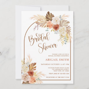 Rustic Fall Boho Arch Pampas Grass Bridal Shower Invitation