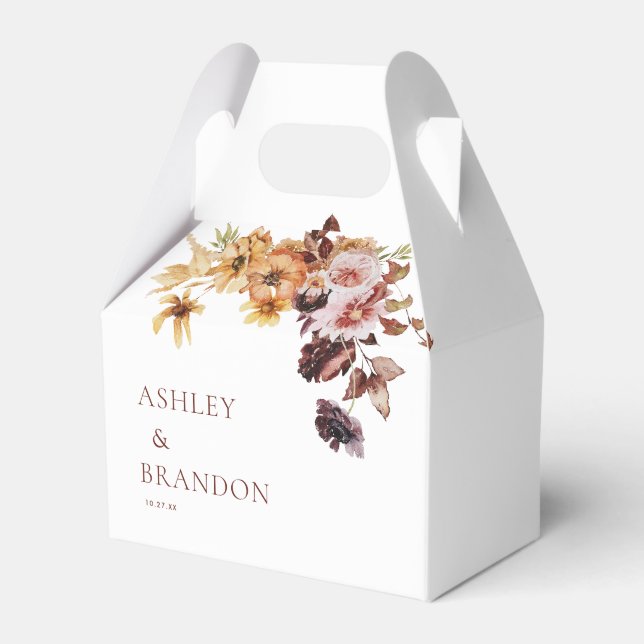 Rustic Fall Boho Floral Wedding  Favor Box (Front Side)