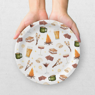 Rustic Fall Bonfire Couples Bridal Shower Paper Plate