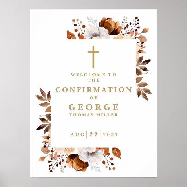 Rustic Fall Botanical Confirmation Affiche de bien (Devant)
