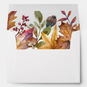 Rustic Fall Botanical Foliage Wedding Envelope