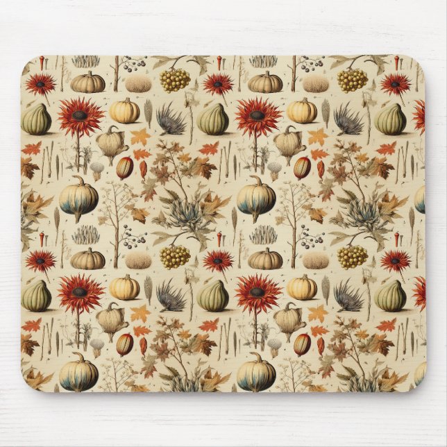 Rustic Fall Botanical with Gourds & Grains Mouse Pad (Front)