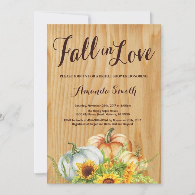 Rustic Fall Bridal Shower invitation (Front)