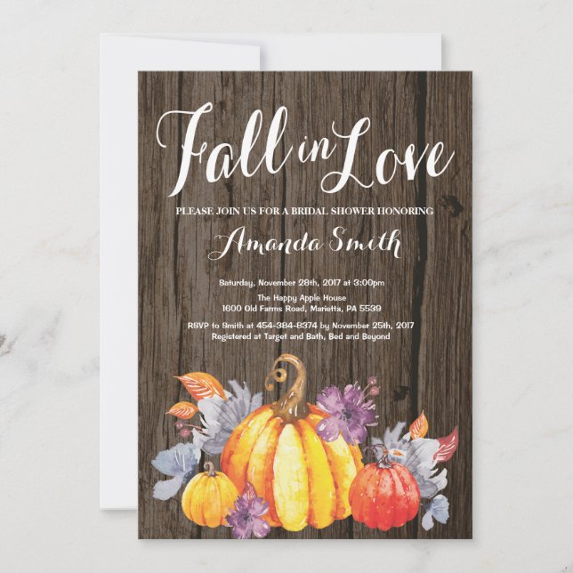 Rustic Fall Bridal Shower invitation (Front)