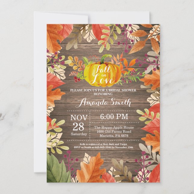 Rustic Fall Bridal Shower Invitation (Front)