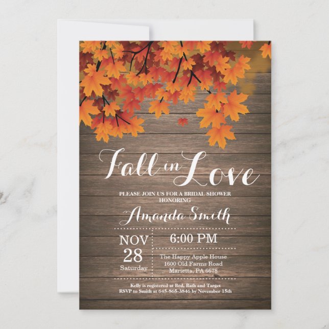 Rustic Fall Bridal Shower Invitation Card (Front)