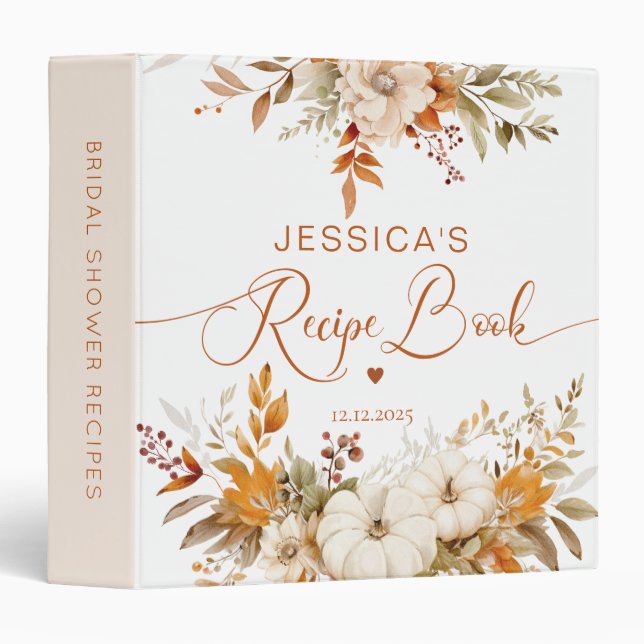 Rustic fall Bridal Shower Recipe Book Binder (Front/Spine)