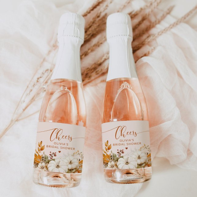 Rustic fall bridal shower Sparkling Wine label (Creator Uploaded)