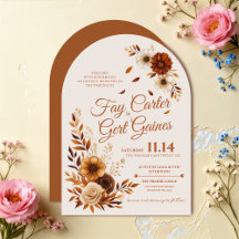 Rustic Fall Burnt Sienna Beige Floral Wedding 