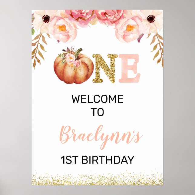 Rustic Fall Citrouille 1er anniversaire Affiche de (Devant)