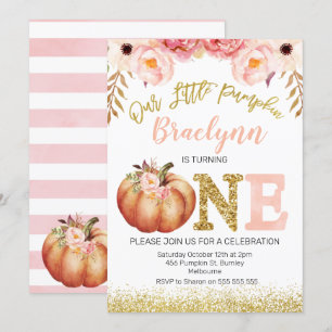 Rustic Fall Citrouille 1er Birthday Invitation
