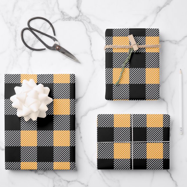 Rustic Fall Colours Buffalo Plaid Pattern Wrapping Paper Sheet (Front)