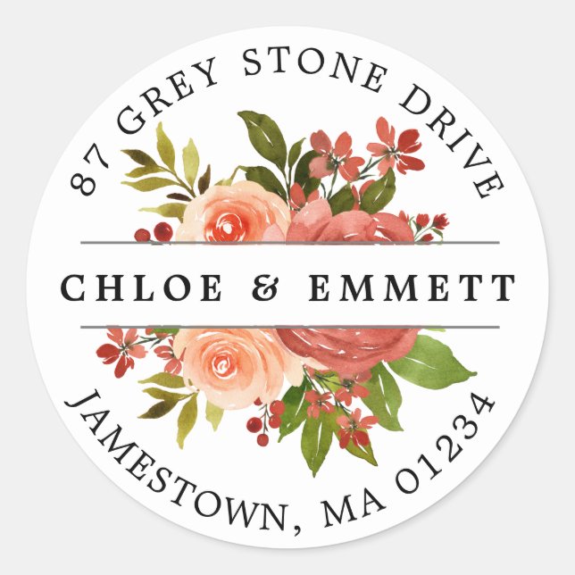 Rustic Fall Colours Floral Return Address Label (Front)