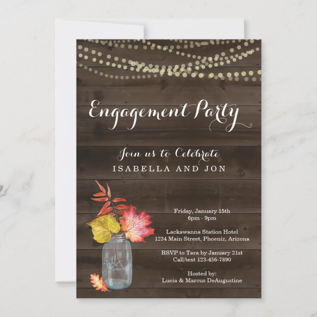Rustic Fall Engagement Party Invitation (Front)