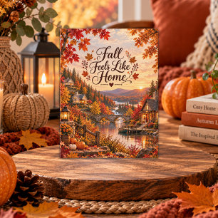 Rustic Fall Feels Like Home Illustration Holiday Postcard