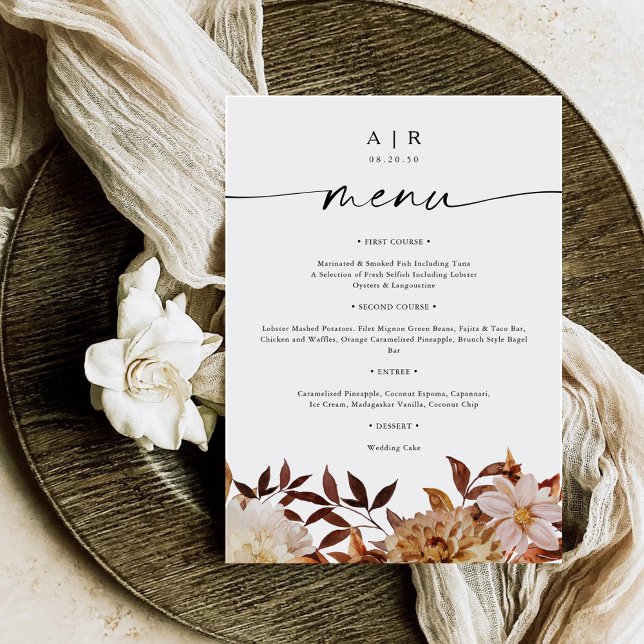 Rustic Fall Feuilles Mariage plat menu (Créateur téléchargé)