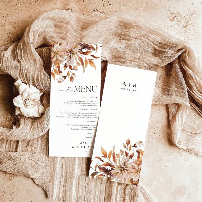 Rustic Fall Feuilles Mariage plat menu (Créateur téléchargé)