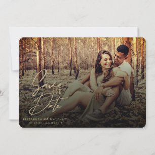 Rustic Fall Filter Gold Script Front & Back Photos Save The Date