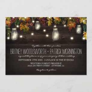 Rustic Fall Firefly Mason Jar Mariage Invitations