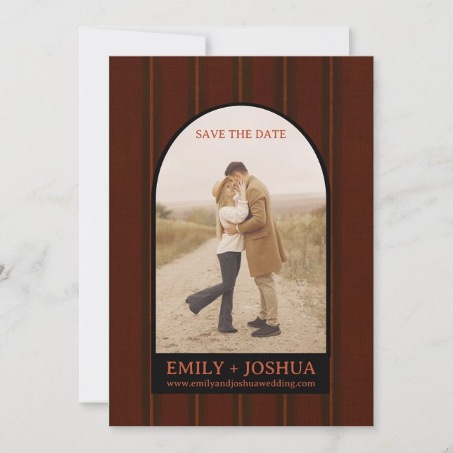 Rustic Fall Flat Save The Date Wedding Card Autumn (Front)