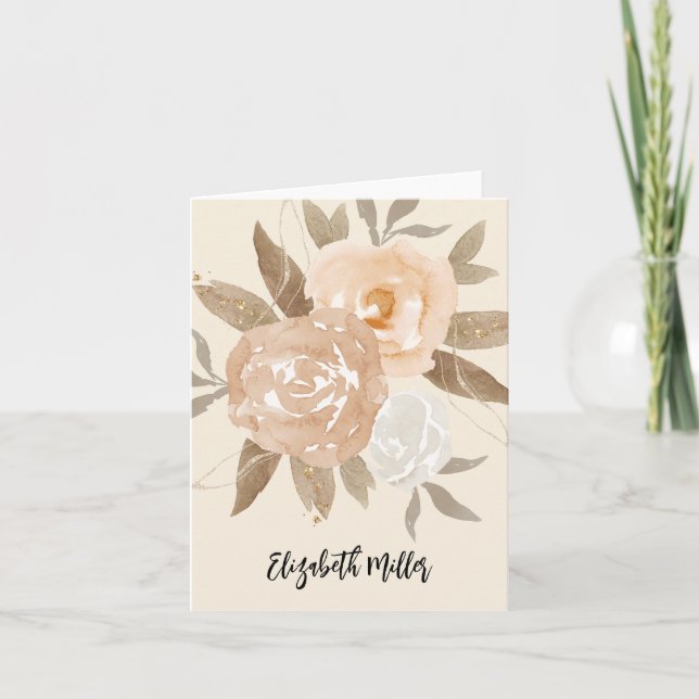 Rustic Fall Floral Bridal Shower Thank You Note Card (Front)