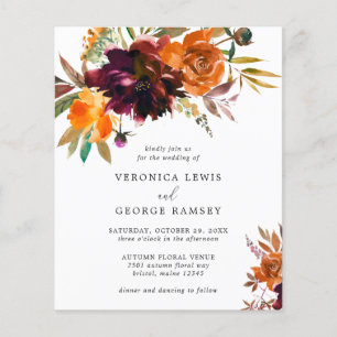 Rustic Fall Floral Elegant Budget Wedding Invite Flyer