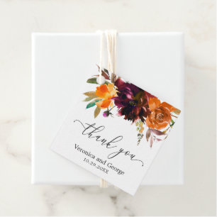 Rustic Fall Floral Elegant Wedding Favour Tags