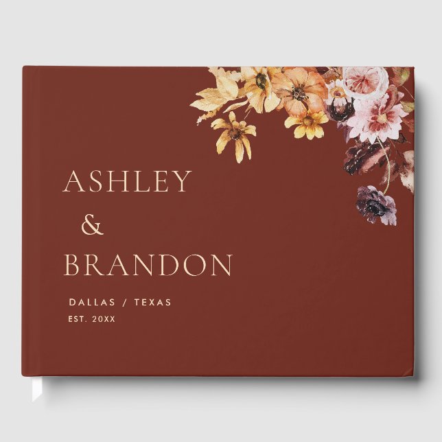 Rustic Fall Floral Mariage Livre d'invité personna (Recto)