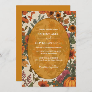 Rustic Fall Floral Pumpkin–Autumn Harvest Weeding Invitation