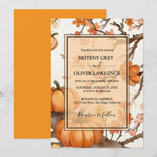 Rustic Fall Floral Pumpkin–Autumn Harvest Weeding Invitation