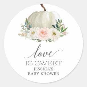 Rustic Fall Floral Pumpkin Love Is Sweet Favour Cl Classic Round Sticker