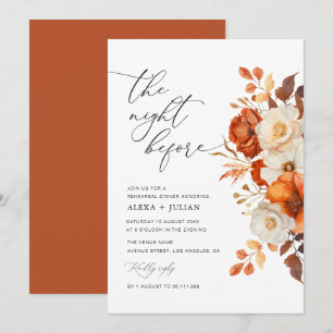 rustic fall floral rehearsal dinner invitation