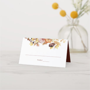 Rustic Fall Floral Wedding Folded Place Card