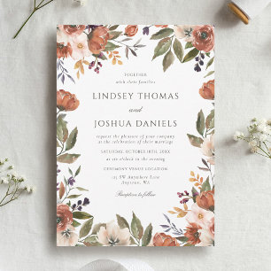 Rustic Fall Floral Wedding Invitation