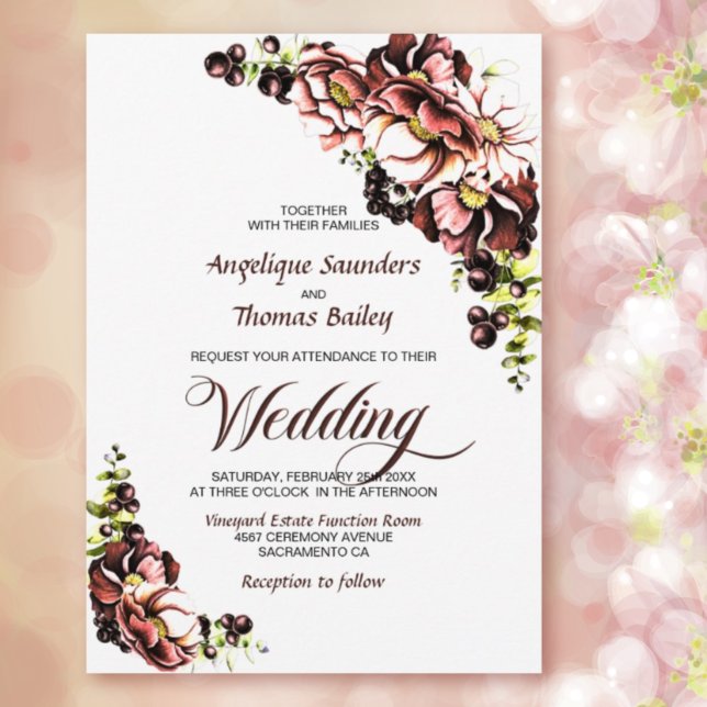 Rustic Fall Floral Wedding Invitation (Creator Uploaded)