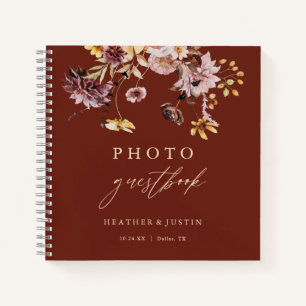 Rustic Fall Floral Wedding Photo Guestbook Notebook
