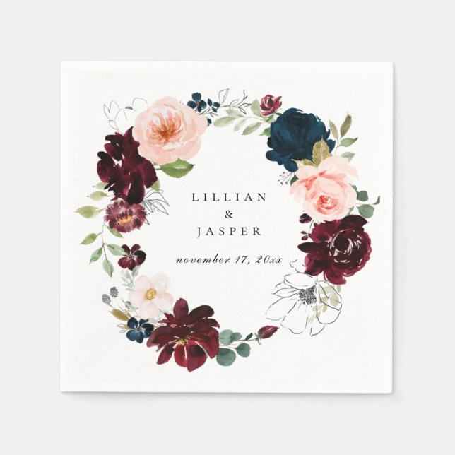 Rustic Fall Floral Wreath Napkin (Front)