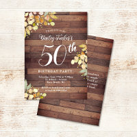 Rustic Fall Florals Gold Foil Dots 50th Birthday