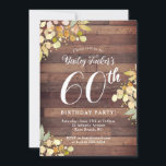 Rustic Fall Florals Gold Foil Dots 60th Birthday Invitation<br><div class="desc">This design features pretty painted branches and leaves in fall colours with faux gold foil dots on a rustic wood background. Click the customize button for more flexibility in modifying the text or moving the graphics! Variations of this design as well as coordinating products are available in our shop, zazzle.com/store/doodlelulu....</div>