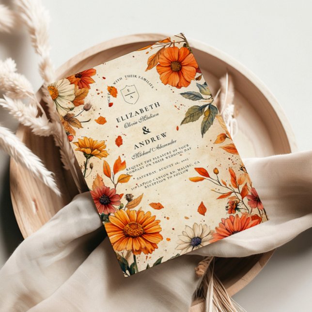 Rustic Fall Flower Wedding Invitation (Creator Uploaded)