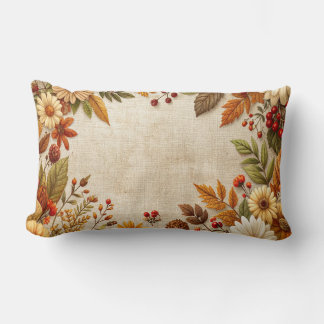 Rustic Fall Flowers Border Cushion - Vintage Autum