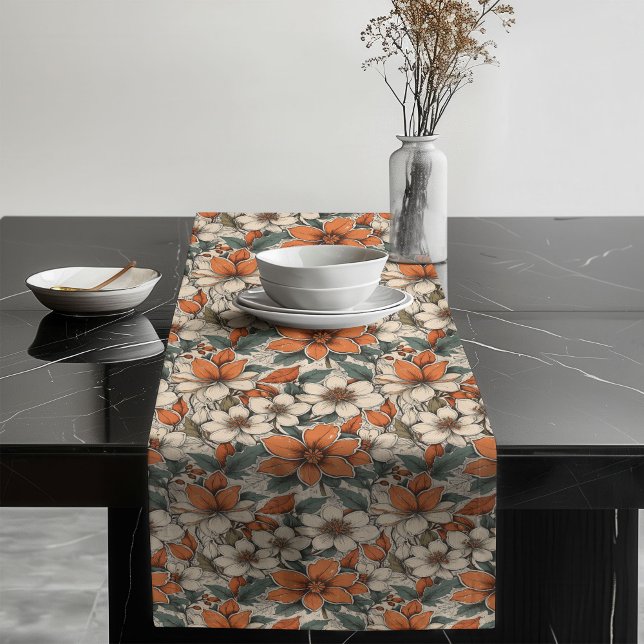 Rustic Fall Flowers Table Runner Seasonal Dining (Rustic Fall Flowers Table Runner Seasonal Dining)