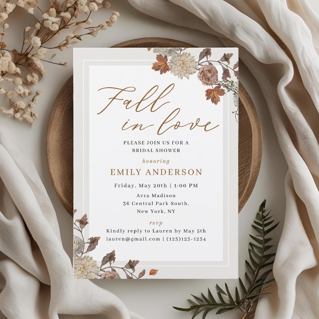 Rustic Fall Foliage Fall in Love Bridal Shower Invitation (Creator Uploaded)