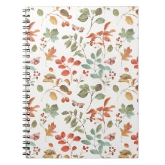 Rustic Fall Foliage Watercolor Pattern Notebook