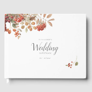 Rustic Fall Foliage Watercolor Wedding Guest Book