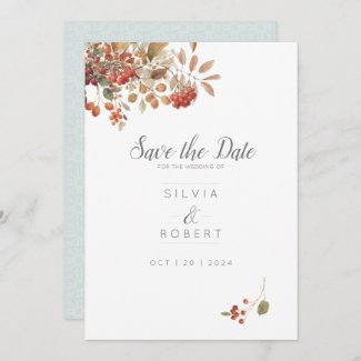 Rustic Fall Foliage Watercolor Wedding Save The Date