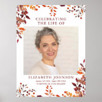 Rustic Fall Funeral Celebration Of Life Photo Sign